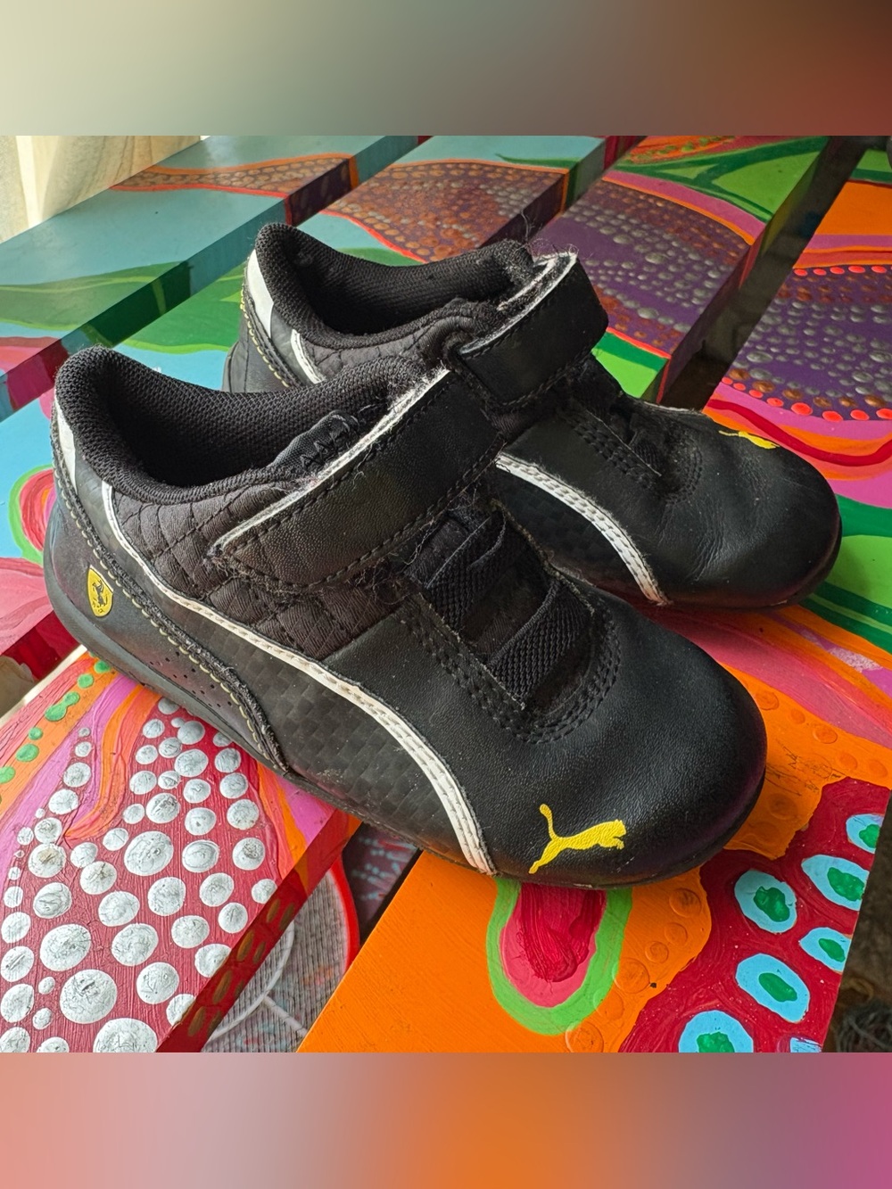 Puma X Scuderia Ferrari Drift Cat 6 L SF V Black Leather Kids Sneakers US Size 8